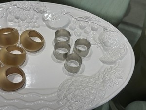 lot 26 image: A. Santos (Portugal) Platter and Napkin Rings