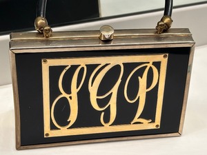 lot 40 image: Monogramed Vintage Hard-Sided Vintage Handbag