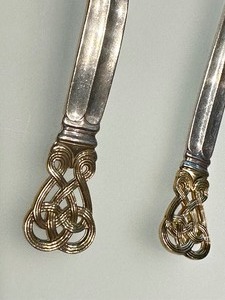 lot 8C image: Sterling Silver Towle Celtic Weave Nut Spoon and Ladle