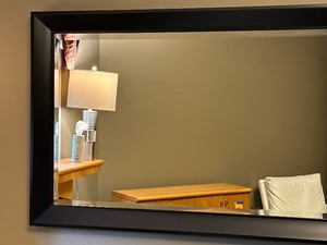 lot 104 image: Decorative Black Framed Wall Mirror