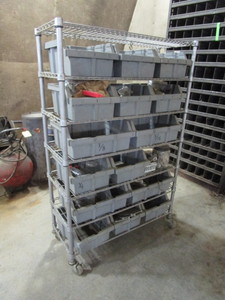 lot 9 image: Rolling Hardware Storage Shelving 14x36x55