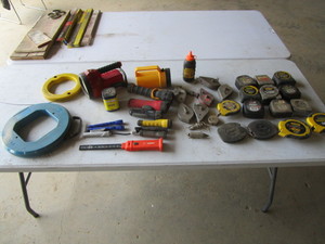 lot 76 image: Flashlights, Fish Tapes, Tape Measures, Chalk Lines
