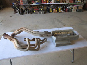 lot 96 image: SBC Oil Pan & 180 Headers