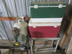 lot 145 image: Coolers, Propane Tank, Lanterns