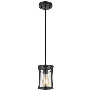 lot 36 image: OVE JOAKIM Single Pendant Dimmable LED Energy Effecient Black Finish Clear Glass