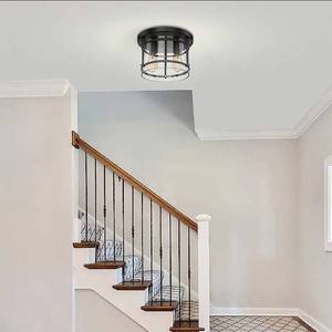 lot 38 image: Joakim 2-Light Flush Mount Ceiling Light 11.8X 8 Black 960 Lumens