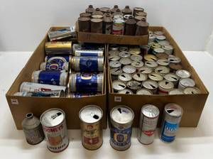 lot 244 image: Large Group Of Vintage Beer Cans Including Schlitz, Cone Tops And More ( All Empty )