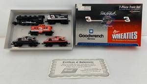 lot 269 image: Sport Image Dale Earnhardt Sr. Goodwrench Wheaties 7 Piece H.O. Scale Die-Cast Train Collection ( NIB )