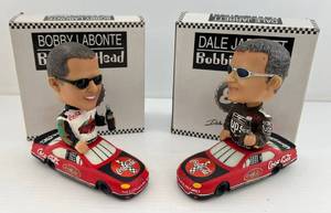 lot 278 image: Pair Of 2002 ( Arbys ) Coca-Cola Bobble Head Nodder NASCAR Figures 1 #88 Dale Jarrett 1 #18 Bobby Lebonte