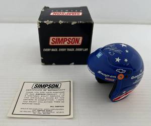 lot 282 image: Simpson Die-Cast Signature Edition Dale Earnhardt #3 Olympic Mini Race Helmet Goodwrench ( NIB ) With COA