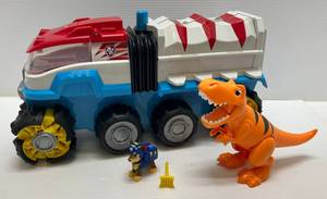 lot 290 image: Vintage Paw Patrol Dino Rescue Dino Patroller Motorized Team Vehicle With Exclusive Chase & T-Rex Figure
