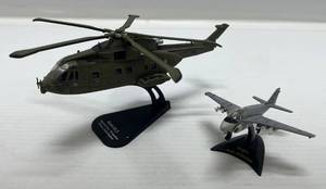 lot 35 image: Two Misc. Plastic And Metal Miniature Military Collectibles 1 Merlin HC.3 Royal Airforce, 78 Squadron 8 x 7 ( Has Fixed Blade ) 1 A-6E Intruder 4 x 4