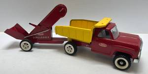 lot 57 image: 1960s Tonka Dump Truck W Sand Loader ( Very Nice Condition ) Missing Front Drivers Side Hub Cap