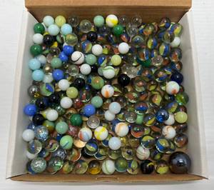 lot 59 image: Box Of Vintage Marbles Some Glow