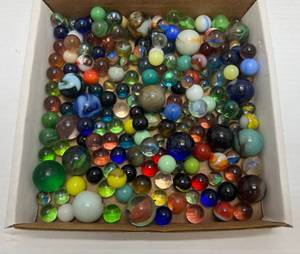 lot 60 image: Box Of Vintage Marbles Some Glow