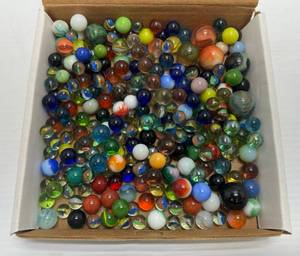 lot 61 image: Box Of Vintage Marbles Some Glow