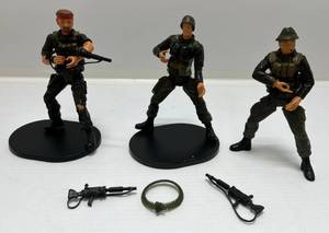 lot 118 image: Group Of Three Vintage Army Men Action Figures Two On Stands