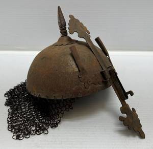 lot 149 image: Old Heavy Metal Vikings Style Helmet With Chainmail