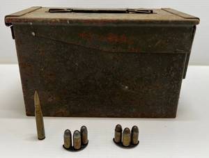 lot 169 image: Vintage Metal Ammo Box, Shells And More