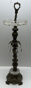 lot 188 image: Vintage Antique Glass And Cast Metal Ashtray ( Missing One Teardrop And Top Handle Needs Repair )