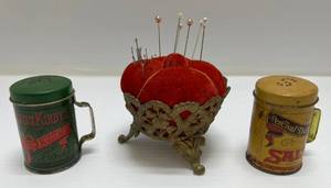 lot 191 image: Group Of Misc. Vintage Including Pin Cushion And More