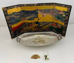 lot 196 image: Group Of Misc. Oriental Items Including Jade Earrings & More