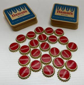 lot 226 image: Group Of Vintage Hamms Coasters And Bottle Caps