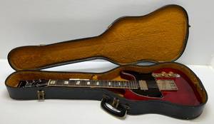 lot 228 image: 1973 Ampeg Telecaster GEH-150 Heavy Stud Trans Cherry Orig With Lucite Knobs, Case And 2 Extra Strings