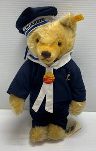 lot 307 image: Vintage Stieff SailorMatrose Navy Mohair Teddy Bear 14 NWT Jointed Growler ( EIN # 028519 )