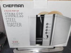 lot 50 image: Chefman 2-Slice Stainless Steel Toa...