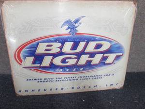 lot 253 image: Metal Bud Light Sign 16x12.5 inches...