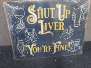 lot 255 image: Metal Liver Sign 16x12.5 inches...