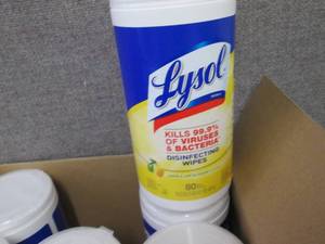 lot 279 image: Case of 6- 80 ct Canisters Lysol Di...
