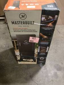 lot 15 image: Masterbuilt Pro Series Dual Fuel Propane and Charcoal Smoker in Black   Customer Returns See Pictures