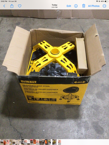 lot 16 image: DEWALT 24 in. H x 16 in. W x 16 in. D Adjustable Shop Stool with Casters  Customer Returns See Pictures