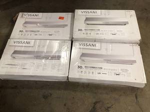 lot 2 image: 4 Lots of Vissani Caprelo 30 in. 320 CFM Convertible Under Cabinet Range Hood in Stainless Steel with LED Lighting and Charcoal Filter Customer Returns See Pictures