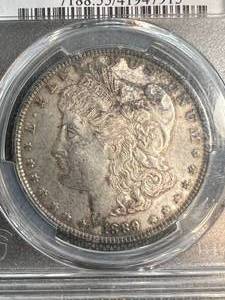 1889 US MORGAN SILVER DOLLAR PCGS AU55