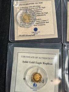 GROUP OF 6 PROOF .5 GRAM GOLD PIECES ALL WITH CERTIFICATES