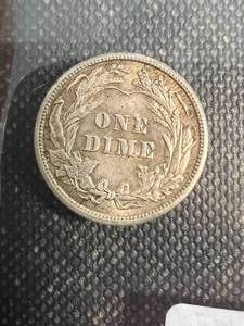 1907 US BARBER DIME AU OR BETTER