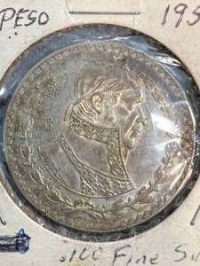 1957 MEXICO ONE PESO SILVER COIN