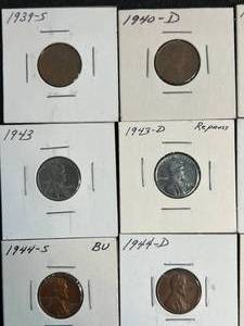 GROUP OF 14 US WHEAT CENTS 1939-1952