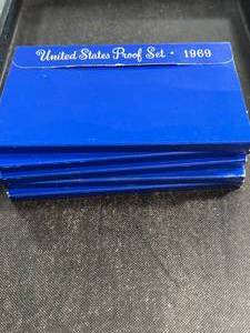 GROUP OF 5 US PROOF SETS 1969 ALL IN ORIGINAL PACKAGE