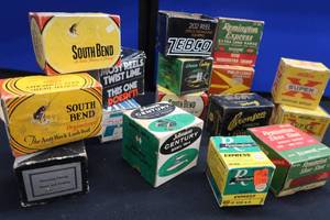 VINTAGE AMMO AND REEL BOXES