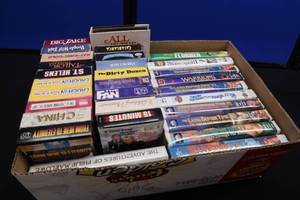 BOX OF VHS TAPES SOME DISNEY TITLES AND MORE