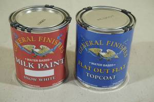 lot 135 image: 2 1 Pint General Finishes -Flat out Topcoat, Milk Paint White