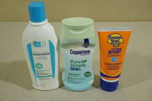 lot 144 image: 3 Bottles Sunscreen -15, 50, 30SPF
