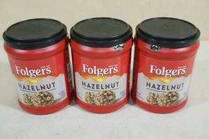lot 236 image: 3 11.5oz Cans Folgers Hazelnut Ground Coffee