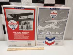 lot 102 image: Ertl Chevron Aviation Fuel Die Cast Metal Plane Banks