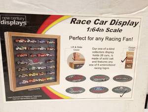 lot 147 image: 18x18 Race Car Display Cherry Finish Case For 64 scale Cars