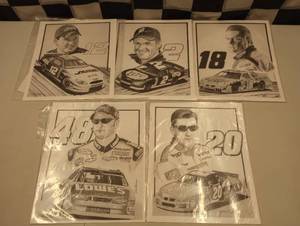 lot 939 image: (5) 10 X12 Artist Renderings of Nascar Drivers